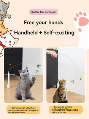 Cat electric toy self-hilarity relieves boredom, automatic cat teasing, adsorpable, can hold a strong suction cup, long rod, cat