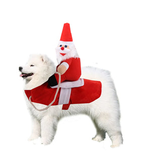 Dog Funny Clothes Cat Horseback Riding Costumes Santa Claus Dog Clothes Funny Cats Halloween Cosplay Transformation Costumes