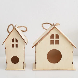 DIY Bird Wood House Outdoor Handmade Accessory Pet Supplies Hanging Birdhouse Hideouts for Outside Balcony jaulas para pájaros