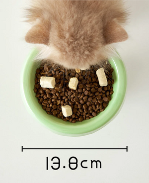 Ceramic cat bowl, pet bowl, ice cream bowl, high-legged, slanted neck protection, anti-knockover cat food bowl, drinking water