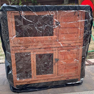 Rabbit Hutch Cover Waterproof Windproof Pet Winter Protection Supplies Double Rabbit Cage Dust Cover for Winter with Zipper