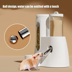 Hamster Water Feeder Small Animal Automatic Dispenser Drinking Water Bottle Bowls Dish with Food Container for Guinea Pig Rat