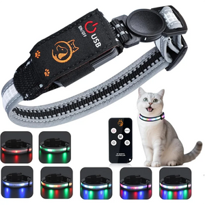 Cat Collar With Remote, Rechargeable Waterproof LED Light For Night, Dog For Night Walking Accessories