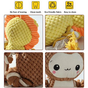 Dog Sound-Making Chew Toy, Durable Plush + Rope Design (Cleans Teeth/Prevents Boredom), Suitable for Small, Medium, and Large Dogs, Includes Monkey and Lion Models