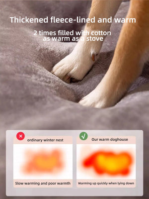 Large Dog House Winter Warm Insulated Outdoor Dog Kennel for Extra Big Dogs Weatherproof Heated Pet Shelter with Removable Roof