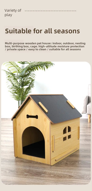 New wooden dog house and cat house, pet windowed dog house, detachable pet cabin, high-density Osson board, with iron doors