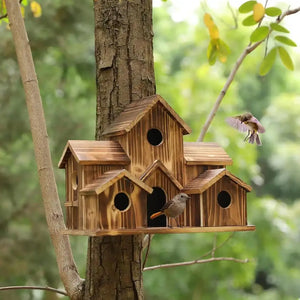 Bird Houses For Outside,Outdoor 5 Hole Bird House Room For 5 Bird Families Bluebird Finch Hanging Birdhouse For Garden