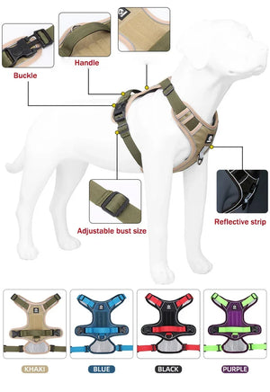 Pet Dog Harness Reflective Adjustable German Shepherd Outdoor Training Vest Wear-resistant And Explosion-proof Shock Harnesses