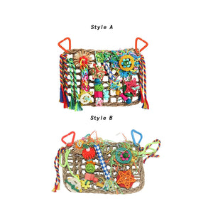 Bird Foraging Wall Toys with Various Toys with Hanging Hook Chewing Toy Climbing for Finches Budgie Cockatiel Love Birds Macaws