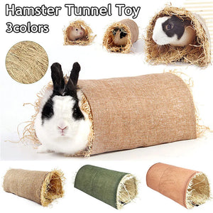 Rabbit Hideaway Toy Grass Straw Bunny Toy Tunnel Hamster Accessories for Guineapig Chinchilla Ferret Rats Rodent Animal Pet Cage