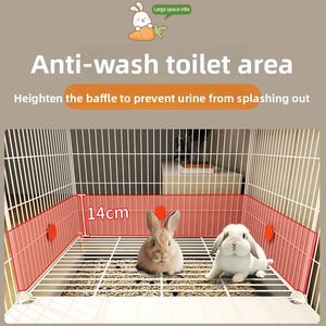 Rabbit Iron Fence Cage Toilet Integrated Large Dutch Guinea Pig Rabbit Cage Villa Small Animals Pet Products Cages Accessories