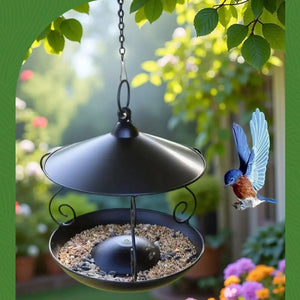 Iron Bird Feeder Windproof Rainproof Bird Food Dispenser Hanging Multi-purpose Bird Feeding Tray Hummingbird