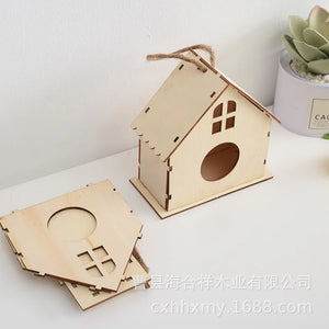 DIY Bird Wood House Outdoor Handmade Accessory Pet Supplies Hanging Birdhouse Hideouts for Outside Balcony jaulas para pájaros