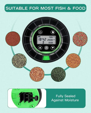 Aquarium Automatic Food Dispenser Automatic Fish Feeder USB Rechargeable Auto Fish Food Dispenser with Timer LCD Display