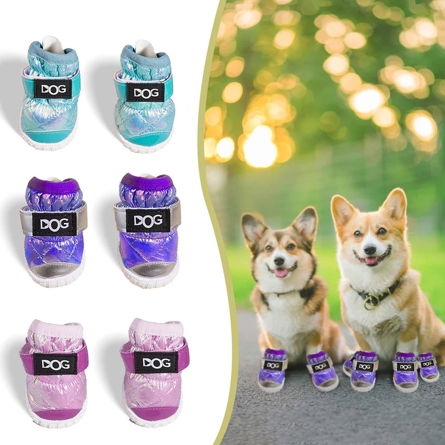 Dog Shoes for Large Dogs with Letters，Medium Dog Boots  Paw Protectors for Winter Snowy Day，Water-Resistant in Rainy Weather, Ou