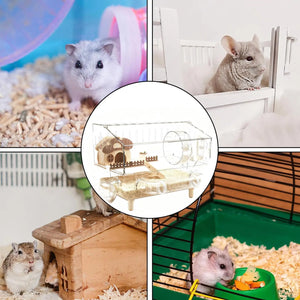 Hamster Habitat Acrylic Exercise Wheel Storage Habitat Cage for Hamster for Bedding Small Animals Enthusiast Pet Travel Play