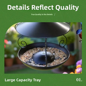 Iron Bird Feeder Windproof Rainproof Bird Food Dispenser Hanging Multi-purpose Bird Feeding Tray Hummingbird