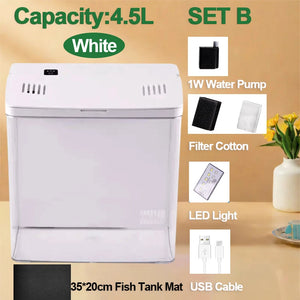 Fish Tank Mini Fish Tank Desktop Fish Tank Home With Led Light and Water Pump USB Connect Plastic Material Fish Tank