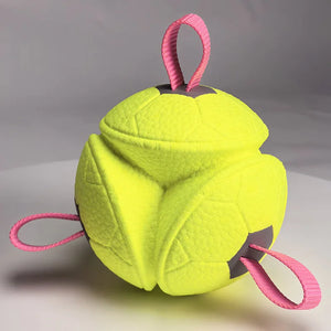 Dog Soccer Chew Toy with Rope - Durable Interactive Fetch Ball for Puppy, Pet Tug-of-War Training Toy, Teeth Cleaning Bite Resis