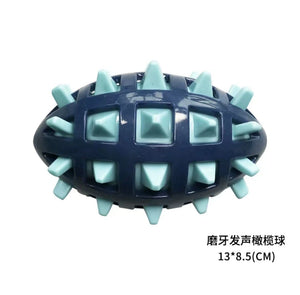 Dog rubber rugby, soft spines, teeth grinding, bite resistance, squeezing, vocalization accompanying large and medium-sized dogs