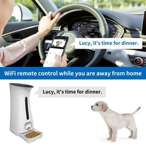7.5L Dog Food Dispenser With Night Vision And 2-Way Audio 720P HD Wifi Camera Voice Recorder Automatic Cat Feeder