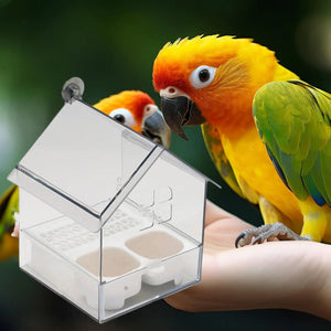 ABS Bird Feeder Prevent Scattering Bird Feeding Bowl Hanging Multifunction Bird Bath Parakeets Bathtub Bird Cage Accessories