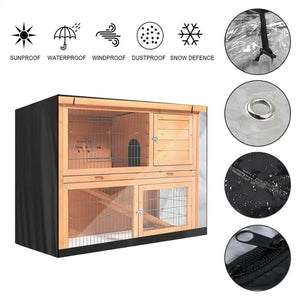 Rabbit Hutch Cover Waterproof Windproof Pet Winter Protection Supplies Double Rabbit Cage Dust Cover for Winter with Zipper