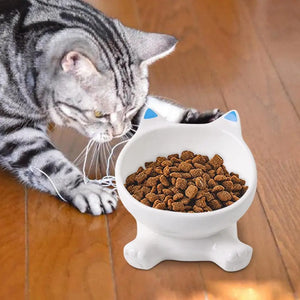 Cat Ear Ceramic Feeding Bowl Reusable Food Container Stable base anti-tip inclined mouth cat drinking water bowl pet supplies