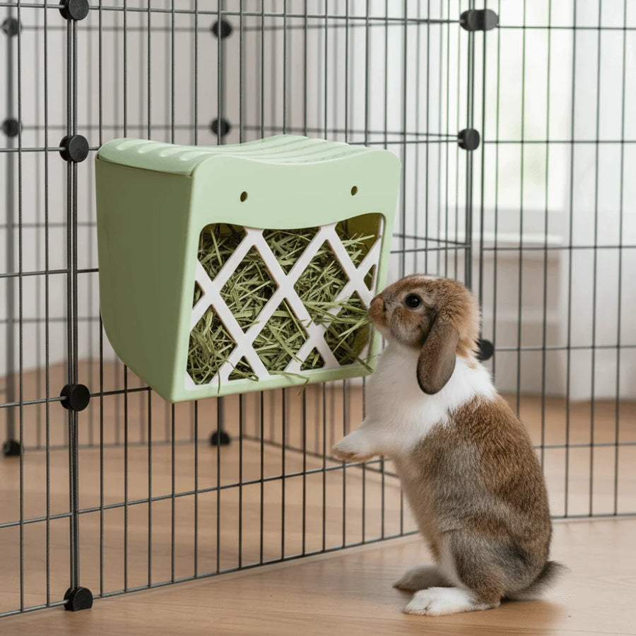 Rabbit Grass Basket Hanging Rabbit Hay Feeder Fixed Large Capacity Rabbit Grass Rack Anti-tipping with Lid Hay Manger Grass Rack
