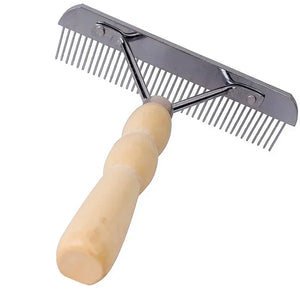 Dog Comb Grooming Rake Long Tooth Steel Comb Wood Handle Pet Dehedding Tools Grip Comfortable Antirust Clean Brush