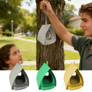 Bird Feeder Decorative Open Design Hanger Hut Shape Hangable Mounted Bird House for Outside Garden Winter Balcony Squirrel
