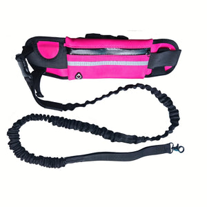 Hands-Free Dog Leash, Waist Bag with Pouch. Padded Handle & Bungee Rope for Walking, Running, Jogging.
