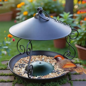 Iron Bird Feeder Windproof Rainproof Bird Food Dispenser Hanging Multi-purpose Bird Feeding Tray Hummingbird