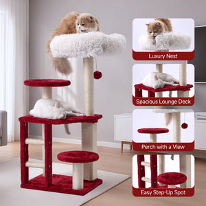 Cat Tree Tower for Indoor Cats Large Adults, Cat Tower with Scratching Post, Multi-Level Furniture Activity Center