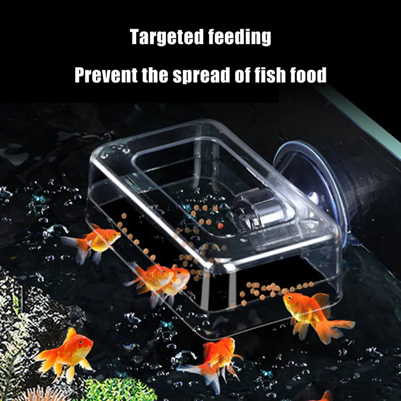 〔W〕Fish Tank Feeding Ring Transparent Acrylic Rectangle Round Shape Aquarium Suspensible Feeder For Tank Floating Food Dispenser