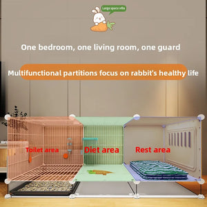 Rabbit Iron Fence Cage Toilet Integrated Large Dutch Guinea Pig Rabbit Cage Villa Small Animals Pet Products Cages Accessories