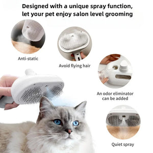 3in1 Electric Steam Brush Quick Dematting Self Clean Massage for Cats Dogs Painless Comb After Grooming Tool Soft Bristles Brush