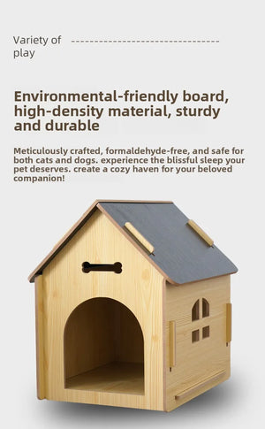 New wooden dog house and cat house, pet windowed dog house, detachable pet cabin, high-density Osson board, with iron doors