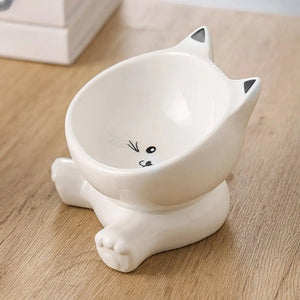 Cat Ear Ceramic Feeding Bowl Reusable Food Container Stable base anti-tip inclined mouth cat drinking water bowl pet supplies