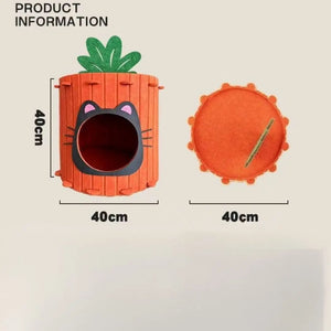 Carrot-shaped Cat Bed, Cat Villa, and Scratching Board All-in-One, Wear-Resistant and Non-Shedding, Felt Cat House for All Seaso