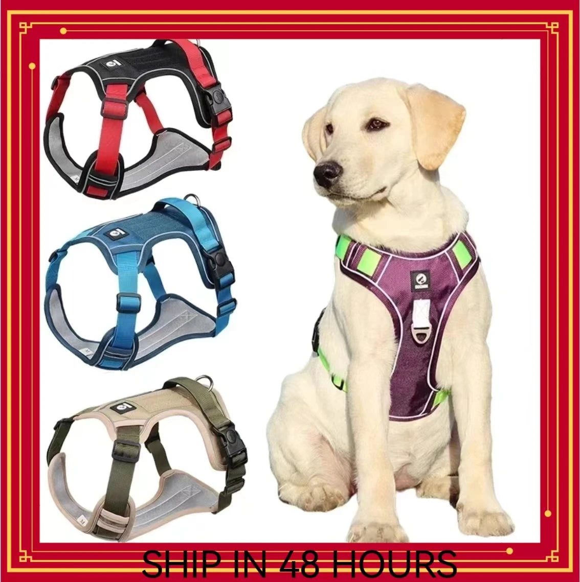 Pet Dog Harness Reflective Adjustable German Shepherd Outdoor Training Vest Wear-resistant And Explosion-proof Shock Harnesses