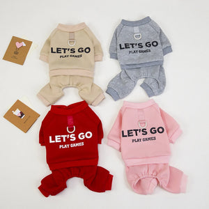 Dog Letters Clothes 4 Legs Jumpsuit Sweatshirt Soft Warm Dog Outfit Pullover Dog Winter Clothes Sweater for Small Medium Dogs