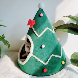 Christmas Cat House Dog House Warm Winter Can Be Dismantled and Washed Cute Small Dog Semi-closed Pet House