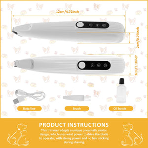 Pet Dog Paw Trimmer with LED Light Low Noise Shaver High-Speed Waterproof Dog Cat Hair Trimmer Clippers Cordless Grooming Tool