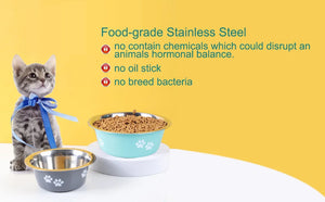 Cute Dog Bowls for Medium Large Dogs Feeding Bowls Water Bowls Stainless Steel Small Dog Food Bowl Elevated Raised Pet Feeders