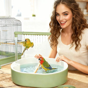 Bird Bath Quiet USB Pump Anti-Splash Indoor Bird Shower for Cage for Finch Lovebird Conure Canary Cockatiel Parakeet Cockatoo