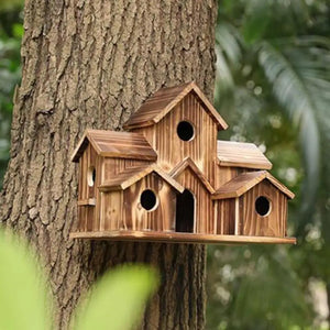 Bird Houses For Outside,Outdoor 5 Hole Bird House Room For 5 Bird Families Bluebird Finch Hanging Birdhouse For Garden