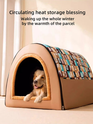 Large Dog House Winter Warm Insulated Outdoor Dog Kennel for Extra Big Dogs Weatherproof Heated Pet Shelter with Removable Roof