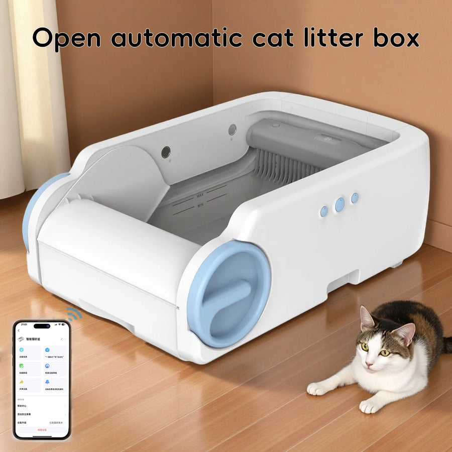 Open Smart Cat Litter Box Automatic Self Cleaning,Remote Control Via App,Cat Toilet Litter Tray,2025 New Electric Cat Toilet