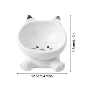 Cat Ear Ceramic Feeding Bowl Reusable Food Container Stable base anti-tip inclined mouth cat drinking water bowl pet supplies